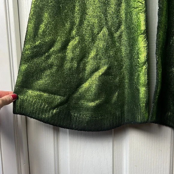 Hanifa Rylee Metallic Green knit Flare Pants - Picture 4 of 7